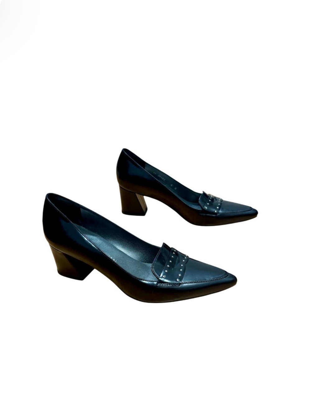 Stuart Weitzman Skimmer Heeled Black Leather Loafers